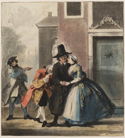 T 027
<br/>
Een scene uit De Listige Vrijster of de Verschalkte Voogd (Ruffina en Heerman)
<br/>
<em>Troost, Cornelis (1697-1750)</em>